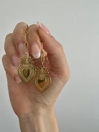 Image 3 of CHAIN DROP SACRED HEART EARRINGS