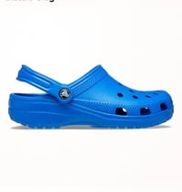 Image 1 of Size 9 Blue Crocs with classic gorg girl