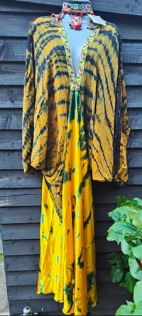 Image 13 of Wanderlust maxi dress Sari tie dye Mustard upto 18 uk