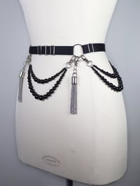 Image 4 of Belt with Onyx beads and chain tassels 