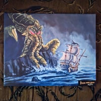 Image 1 of Canvas Reprint  "Kraken vs Pirate Ship"