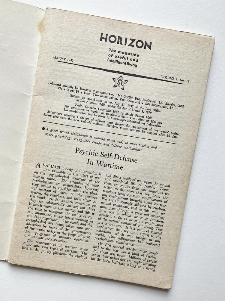 Three Issues of Manly P. Hall's Horizon Image 3