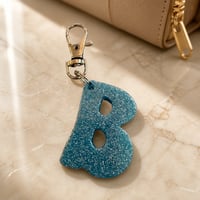Image 9 of Blue Glitter Letter Keychain • Personalized Resin Charm
