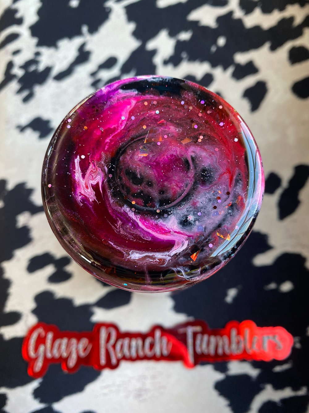 30 oz Red/pink ink/glitter