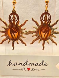 Image 1 of Handcrafted Resin Sun Goddess Charm w/ Sun Earrings 