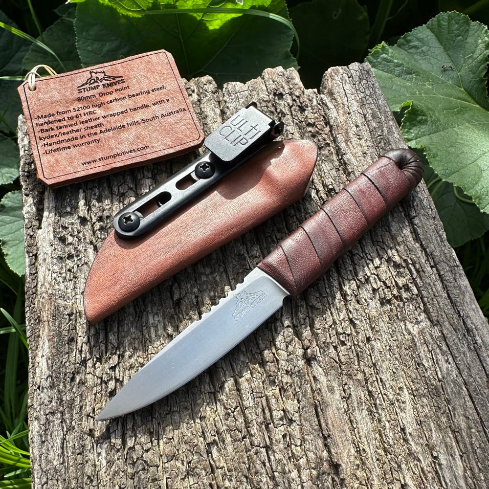 Image of 80mm Drop Point 52100 leather