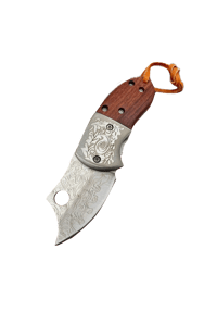 Image 1 of Wooden Handle Engraved Foldable Mini Knife