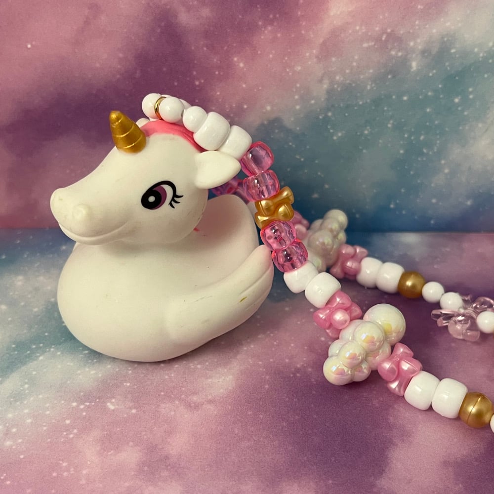Image of Unicorn Rubber Ducky Kandi Necklace