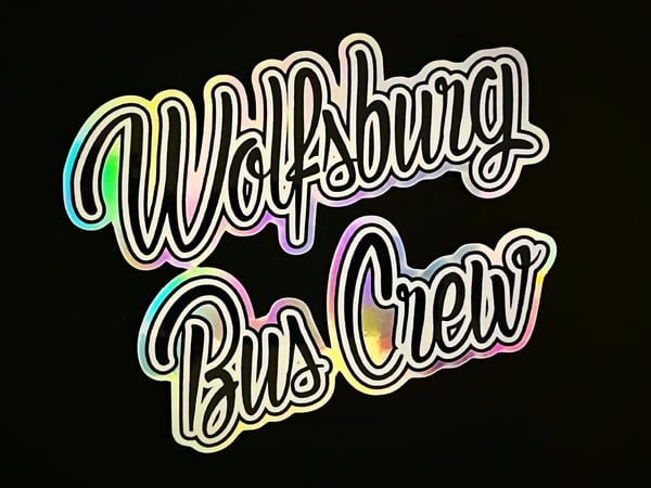 Image of Limited Edition Holographic Black & White Medium sized Wolfsburg Bus Crew Logo Sticker.