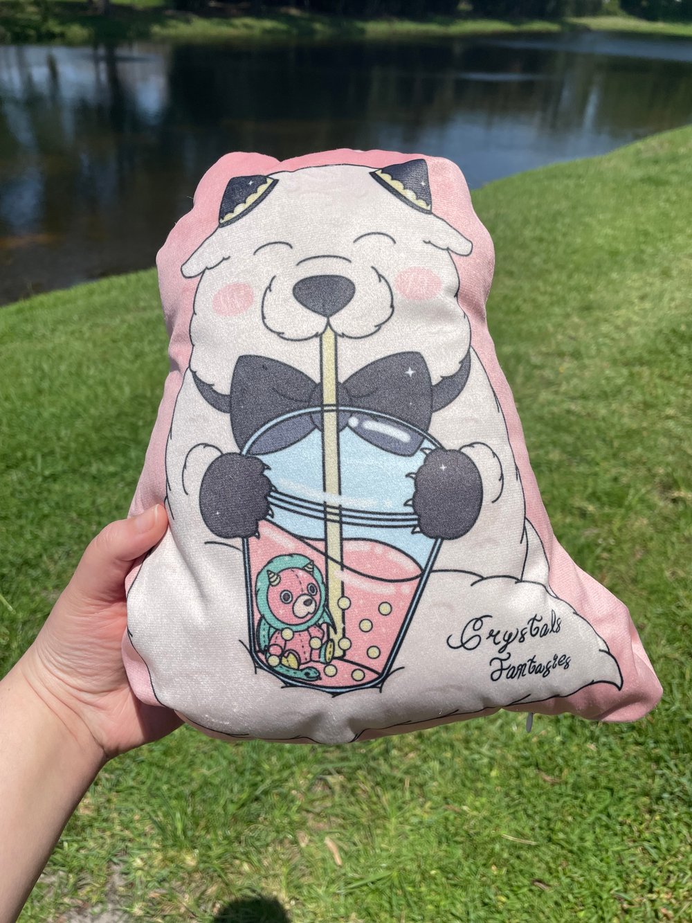 Image of Fluffy Dog Plush Pillow & Acrylic Keychains