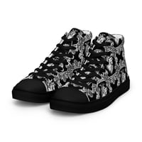 Image 8 of Antique Anatomical Heart Illustration Black/White Baroque Pattern Women’s High Top Canvas Shoes