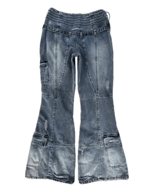 Image of K16CH1 - Flared Biker Denim Jeans