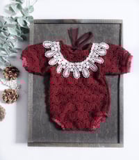 Image 1 of Newborn bodysuit for photo shoots | Christmas | burgundy |  Favianna