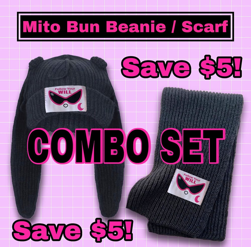 Image of COMBO SET : Mito Bun Beanie / Scarf 