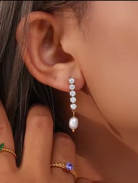 Image 2 of CZ Pearl Earring 