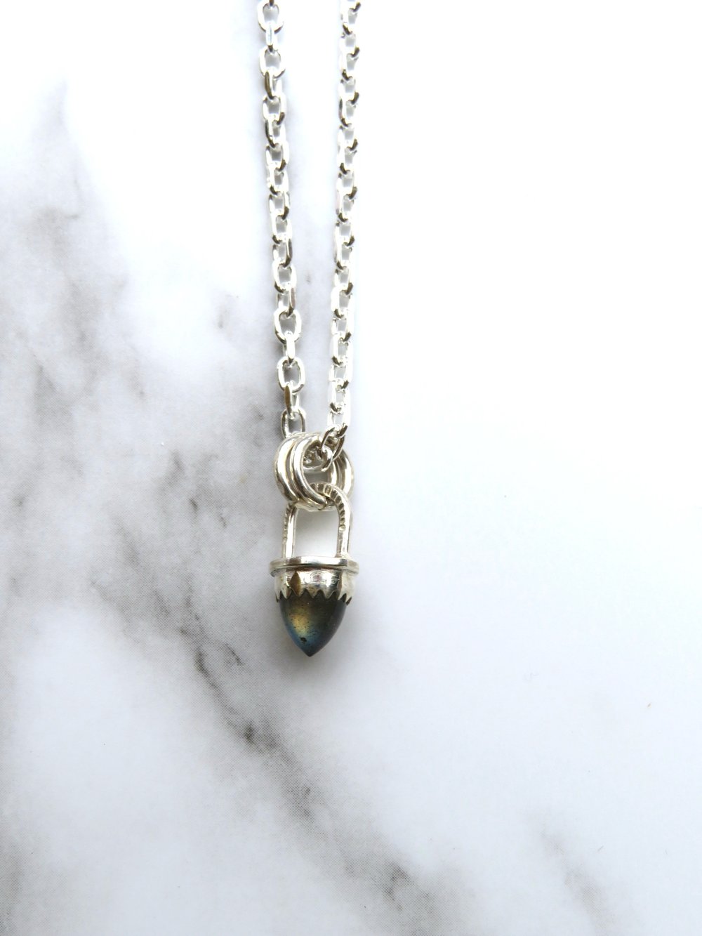 Handmade Sterling Silver Labradorite Bullet Point Pendant