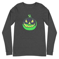 Image 11 of Long Sleeve Tee (Adult M/F) - Jack O Lantern Vintage Green-Black