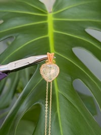Image 1 of Gold Snowflake Rutile Heart Crystal Necklace