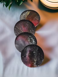 Image 1 of Set of 4 Epoxy Resin Art Coasters 'The Bloodstone'