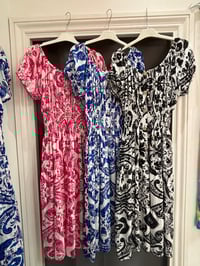 Image 1 of Coloured Paisley Flower Bardot Midi Dress