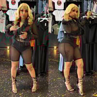 Image 1 of Faux Fur Mesh Shorts Set