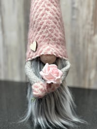 Image 3 of Dusky pink Lambswool Wee Rose Gnome