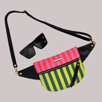 Image 1 of Pink & green striped crossbody