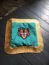 Turquoise tiger cushion cover with gold fringe Image 3