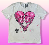 Image 1 of “LOVE TO DEATH” HAND PAINTED T-SHIRT 2XL