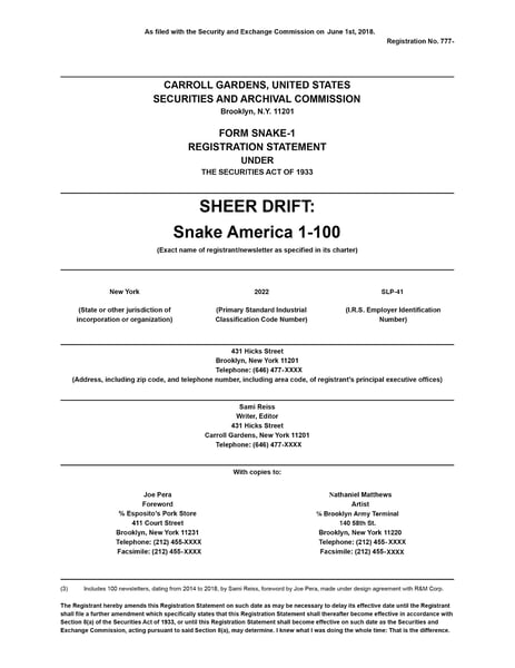 Image of SLP-041: SHEER DRIFT: The Snake America Newsletters (1-100)