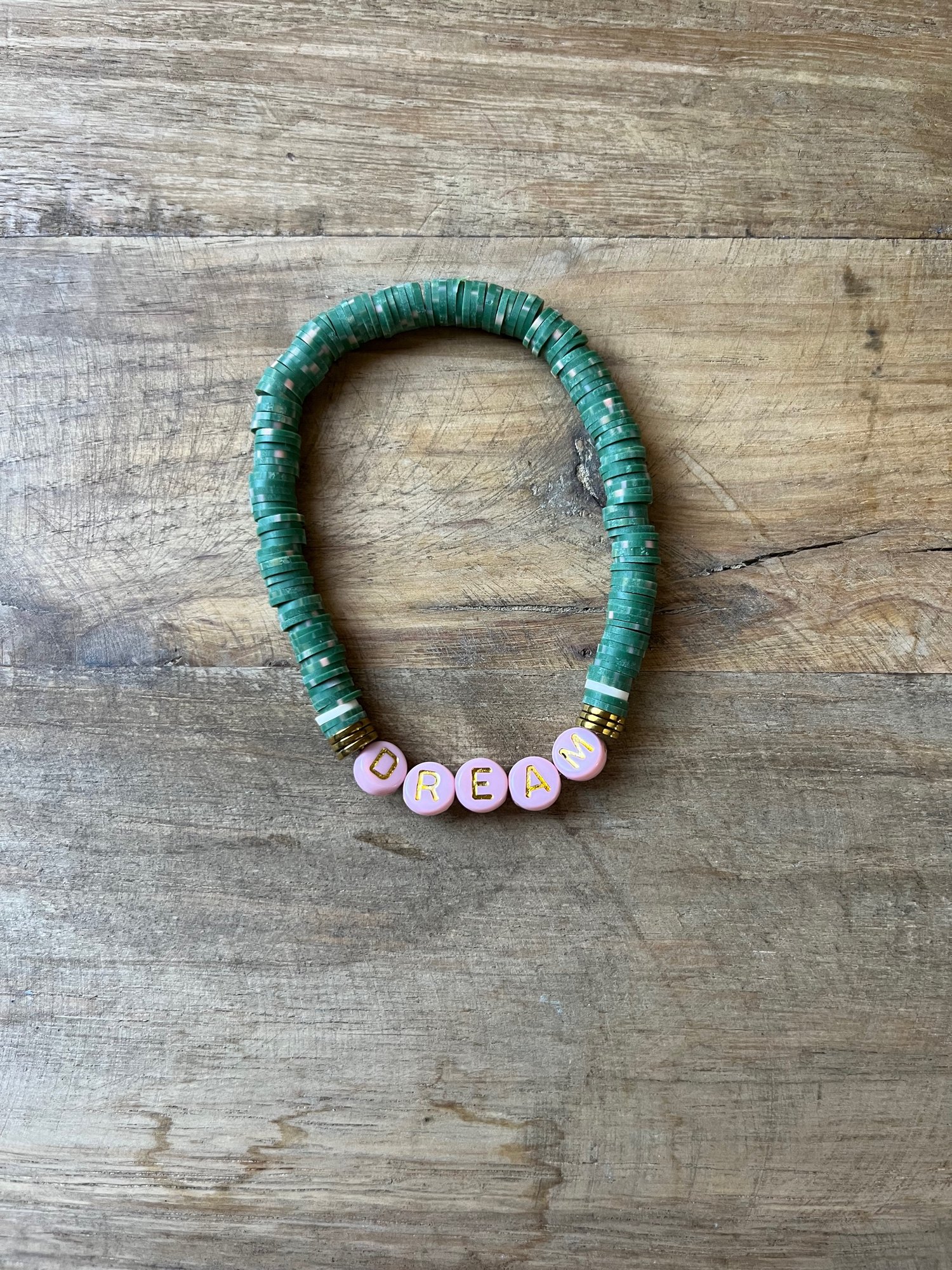 Image of Speckled Green & Pink DREAM bracelet