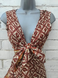 Image 7 of Pasha Co ord set top and frill wrap skirt Rust and cream