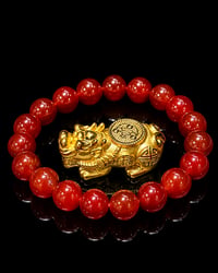 Image 3 of     24K Gold Pixiu Jade Bracelet