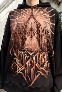 Image 3 of “Memento Vivere“ Gothic calligraphy bleach art on unisex hoodie - size L - 1of1