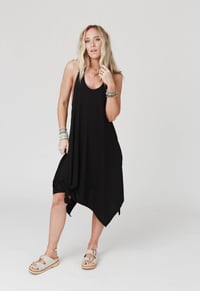 Image 3 of Morning Dew Uneven Edge Mini Dress-Black