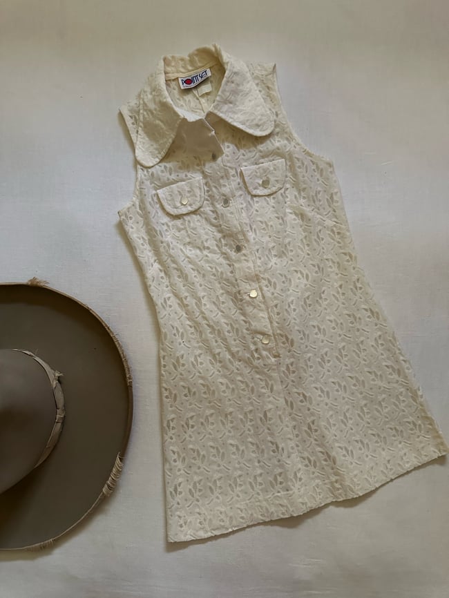 late 60s eyelet mini dress