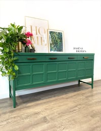 Image 2 of Vintage, Mid Century Modern, Retro, Nathan Sideboard, Drinks Cabinet Painted In Green
