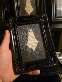 Image 1 of 1800’s biblical Ghost with preserved spider web - ornate black frame.