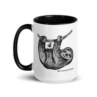 Image 1 of Hanging Around Sloth Ceramic Coffee Mug Line Art by CrystalsArtPaws
