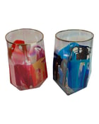 Image of Pentagon set of 2 glasses iridescent with gold rim  