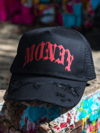 RED MON3Y // BLACK  DISTRESS HAT