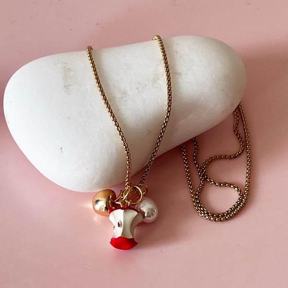 Image of Triple Charm Apple Necklace