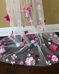 Image 3 of Custom Pink Floral Veil