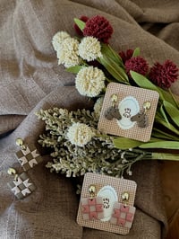 Image 4 of Quilt Earrings (cream) 