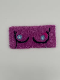 Dainty raspberry and deep sea blue Mini Itty with lumpectomy