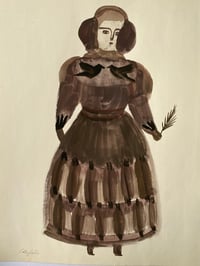 Image 2 of Noble Lady in blackberry stain - folk figure - gouache painting 