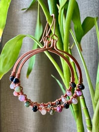 Image 1 of Rainbow Tourmaline (Copper) Hoop Earrings