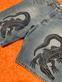 Image 2 of 'CRAWLER' Custom Blockprinted Denim Shorts