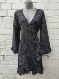 Image 8 of Wrap sari dress med to large black grey 