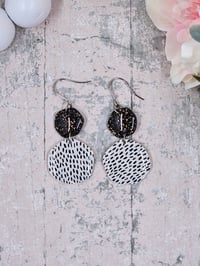 Image 3 of Black and White Organic Earrings